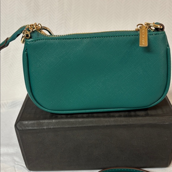 Anne Klein Teal Mini Bag with Gold Chain and shoulder strap - Picture 3 of 6